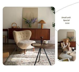 Fauteuil individuel en peau de mouton Wabi-Sabi, style design nordique, compact, pour salon, idéal pour les petits espaces - Product Image 3