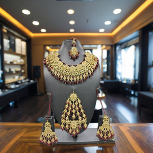 Vintage Kundan Copper Brass <b>Necklace</b> Set with <b>Earrings</b> Traditional Indian Jewelry for Weddings Parties & Engagements Gift - Product Image 1