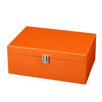 Boîte de rangement à bijoux en bois massif orange de grande valeur : une boîte en bois pour l'organisation classifiée des montres et des accessoires