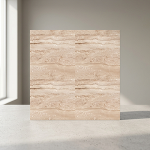 Carreaux de sol en céramique et porcelaine émaillée effet marbre blanc clair du Nigeria, finition mate, 400x400mm (40x40cm) - Product Image 1