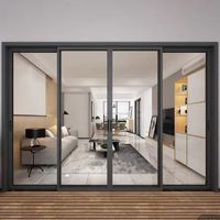 Porte coulissante en aluminium NFRC TOMA-AS 2047, 2 rails, 4 panneaux, porte coulissante à double vitrage, porte intérieure avec cadre