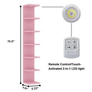 Estante de pared de salón multicapa de fabricación personalizada de madera, estante de almacenamiento para el hogar, estante montado en la pared con Led - Product Image 4