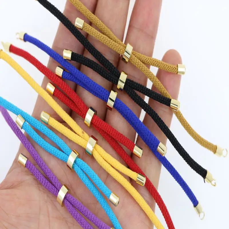 2021 Weihnachts schmuck tragen geflochtene Seil Armband Seil verbinder verstellbare Nylon Mixed Twisted Cord Charm Connectors Chain