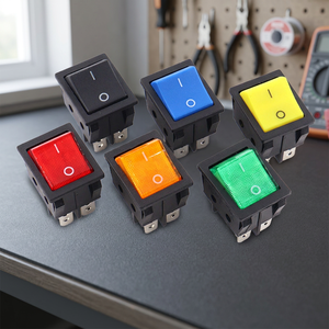 JIEXING KCD4 30A 250VAC 31*25mm 4 Pin Copper 50000 Cycle LED <b>Light</b> Red/Amber/Green/Blue/Black Big Current Power Rocker <b>Switch</b> - Product Image 3