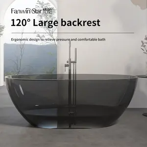 Fanwin colorato hotel bagno freestanding vasca da bagno in resina trasparente vasca da bagno in resina trasparente
