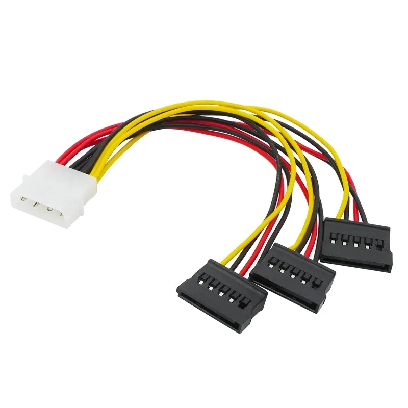 SATA Adapter Cable IDE 4Pin Male To 3 Port SATA Female Splitter Hard Drive Power Supply Cable