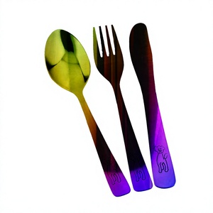 <b>Cutlery</b> <b>Set</b> Stainless Steel Camping Utensil <b>Set</b> Portable Knives Fork Straw Fork Spoon Stainless Steel Kids Children - Product Image 1