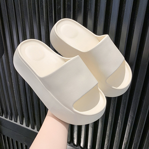 Black Solid Color Platform <b>Slides</b> Open Toe Anti-Slippery EVA Outsole Summer Women's Slippers - Product Image 4