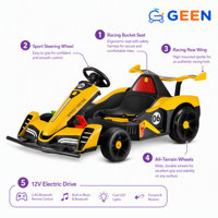 GEEN Nouvelle Voiture Électrique 4 Roues pour Enfants et Adultes, avec Siège, Télécommande, Autonome, Grande Batterie, Fonction Drift