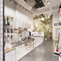 Magasin de vêtements modernes Présentoir de vêtements en acier inoxydable pour décoration intérieure Présentoir de magasins de vêtements Meubles design