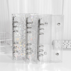 Dễ Thương 6 Nhẫn Chất Kết Dính Tiền Mặt Phong Bì A6 Thư Mục Với Snap Nút Rõ Ràng Vinyl Lấp Lánh Ảnh Lưu Trữ Cuốn Sách Cho Sticker Tổ Chức - Product Image 1