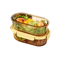 Nouveauté : Contenant alimentaire en verre hermétique avec couvercle pliable détachable, pour la cuisine, boîte alimentaire en verre standard à prix abordable