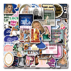 Pegatinas decorativas <span class=keywords><strong>Megan</strong></span> Moroney Singer, paquete de 50 etiquetas impermeables de vinilo para equipaje, portátil, guitarra, monopatín - Product Image 1