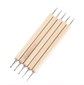 A buon mercato natura manico in legno per unghie 5 pz/set penna punteggiatura per unghie a doppia testa in legno penne per unghie - Product Image 5