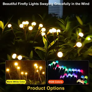 Outdoor Solar Pathway Lampe Wasserdichte Feuerwerk Köpfe Led Solar Garden Starburst Light Powered Firefly Lights