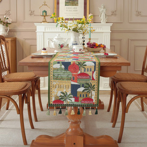 Mùa hè anne's Moon lễ hội giường Á hậu đầy màu sắc Jacquard Sao ánh sáng lạc đà nhịn ăn tua Khăn trải bàn - Product Image 5