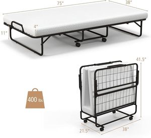 Đôi Kích Thước Gấp Giường Với Bộ Nhớ Bọt Nệm & Kim Loại Mạnh Mẽ Khung Di Động <span class=keywords><strong>Rollaway</strong></span> Giường <span class=keywords><strong>Sofa</strong></span> Cho Người Lớn Trẻ Em Cho Nhà Văn Phòng - Product Image 6