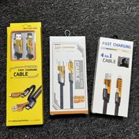 Câble de données USB/Type C vers Type C/8 broches multifonction 4-en-1 en nylon et métal à chargement rapide pour iPhone 15/16 et Android – Vente Flash