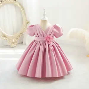 2024 Baby Girls Smocked Dresses Summer Little Girl Princess Floral Dress Vintage Elegant Dress For Little Girl Skirt