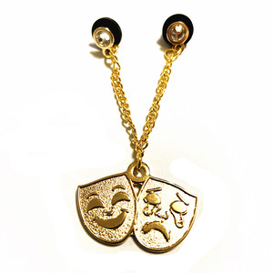 Bon marché Stock masques de théâtre sourire et pleurer visage chaîne chapeau épingles en émail épingle à chaîne en métal - Product Image 1