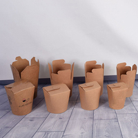Boîte à pâtes/nouilles en papier kraft jetable, écologique, résistante aux fuites et à la graisse, pour vente en gros