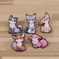 Vente en gros de badges émaillés personnalisés mignons animaux anime, badges de revers renard Kawaii, directement de l'usine, en stock, faible MOQ