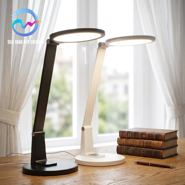 Full Spectrum European ABS+Aluminum LED Desk Lamp Touch Control Dome Adjustable Arm Alert Eye-Caring for Reading Office Use