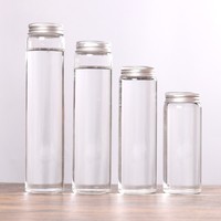 En stock 50ml 150ml 200ml Écrous cylindriques vides à large ouverture Sauce Miel Cornichons Bocal en verre Flacons scellés avec couvercle à vis