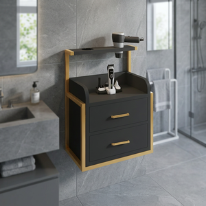 2026 New Hair Salon <b>Stations</b> Equipment Wall Cabinet Wall Mounted Salon Furniture Gold <b>Tool</b> Storage Cabinet - Product Image 1
