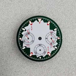 Nouveau Cadran avec Logo Personnalisé MOQ 1 pièce Motif Poker 29,5 MM Double Échelle Texte Vert Lumineux Mouvement à Quartz VK63 Boîtier en Verre - Product Image 3