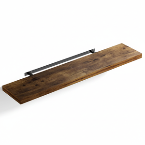 Estante Flotante de Madera Rústica con Soporte Metálico, Estante Flotante de Pared Moderno y Rústico para Libros, para Uso y Decoración del Hogar - Product Image 1