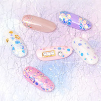 Lot de 8 poudres 3D pour nail art, paillettes sirène brillantes, breloques holographiques rose doré en plastique