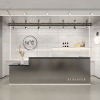 Table de bar moderne de luxe en acier inoxydable en forme de L EX282 pour appartements, événements et location de mariages