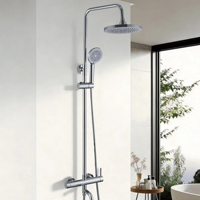 Robinet de salle de bain mural économique en acier inoxydable chromé à poignée unique et double trou avec barre de mélange