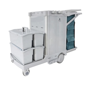 Carro <span class=keywords><strong>de</strong></span> Limpieza Multifuncional <span class=keywords><strong>Serie</strong></span> S para Habitaciones <span class=keywords><strong>de</strong></span> Hotel Elerein S-TB55 con Sistema <span class=keywords><strong>de</strong></span> Frenos y Sello <span class=keywords><strong>de</strong></span> Puerta - Product Image 3