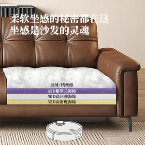 Sofá de Cuero Genuino Estilo Americano Retro Nebula, Tres Plazas, Patas Altas, 2.8 Metros, Cuero Encerado Recto, Hecho a Medida - Product Image 3