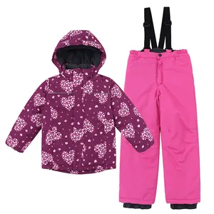 Setelan Pakaian Ski Salju Anak Perempuan, Setelan Pakaian Ski Musim Dingin Tahan Angin Tahan Air, Celana Snowboard Insulasi Hangat untuk Anak-anak