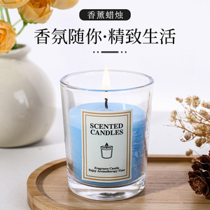 Velas aromáticas en vasos de vidrio con forma cilíndrica, fragancia de aromaterapia para decoración del hogar - Product Image 3