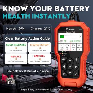 Probador de Baterías de Auto VDIAGTOOL BT500 12V/24V para Baterías VRLA, GEL, <span class=keywords><strong>AGM</strong></span>, EFB, Comprobación de Salud de Baterías de Arranque Sumergidas Regulares 5-3000CCA - Product Image 4