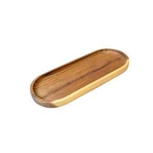 Une assiette ovale minimaliste élégamment conçue, fabriquée en bois de teck massif à 100 %, pour chaque expérience culinaire moderne. - Product Image 1