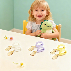 Juego de Cubiertos de Silicona de Grado Alimenticio PPSU, Libres de BPA, con Diseño de Dinosaurios de Dibujos Animados, para Bebés y Niños Pequeños, Venta al por Mayor - Product Image 1