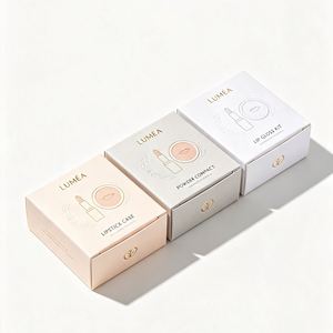 Cosmetic Rigid Boxes <b>Lipstick</b> <b>Case</b> Powder Compact Lip Gloss Kit Gold Foil Logo Ivory Board Rectangle High-End - Product Image 1