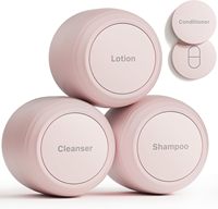 Trimcoo Nouveaux contenants de voyage pour produits de toilette [Ultra étanches] Approuvés par la TSA, pots à coque rigide en PLA avec 5 étiquettes magnétiques - Rose