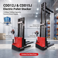 Gerbeur à palettes entièrement électrique HELI CDD12J / CDD15J - Choisissez 1,2t ou 1,5t, levée de 3000 mm, batterie sans entretien, prix usine