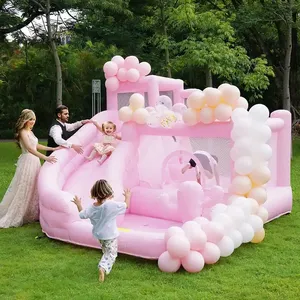 Commercial PVC Inflatable Bounce House With Slide Pall Pool White Blow Up Jumper Castle
