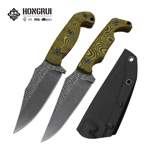 Couteau droit D2 pour le camping et la chasse, lame pleine longueur, manche G10, couteau de randonnée à lame fixe, couteau d'extérieur, étui en Kydex carbone - Product Image 1