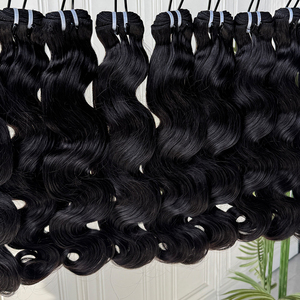 Extensiones de Cabello Humano Virgen Camboyano Ondulado Natural, Color Natural, Textura Densa, Cutícula Alineada, Doble Trama a Máquina, Brillante - Product Image 1