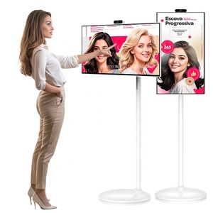 Pantalla Táctil Capacitiva Inteligente Portátil de 10 Puntos, Pantalla de TV con Batería de 27 Pulgadas, Giratoria, Android 11/13, Señalización Digital, Elevador Móvil - Product Image 1