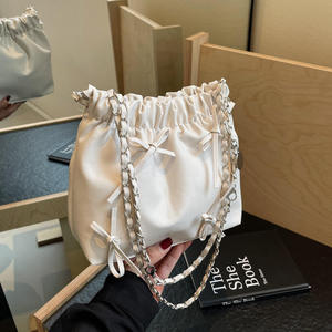 Women's PU trendy crossbody <b>bag</b>, portable zipper closure, polyester lining, bow tie shoulder <b>bag</b> - Product Image 1