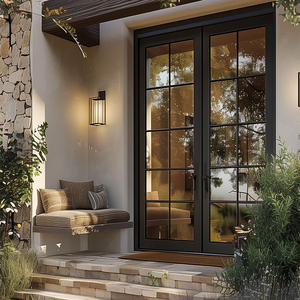 Portes françaises en aluminium de sécurité renforcées OUNA pour entrée extérieure, cadre renforcé avec système de verrouillage multipoints - Product Image 5